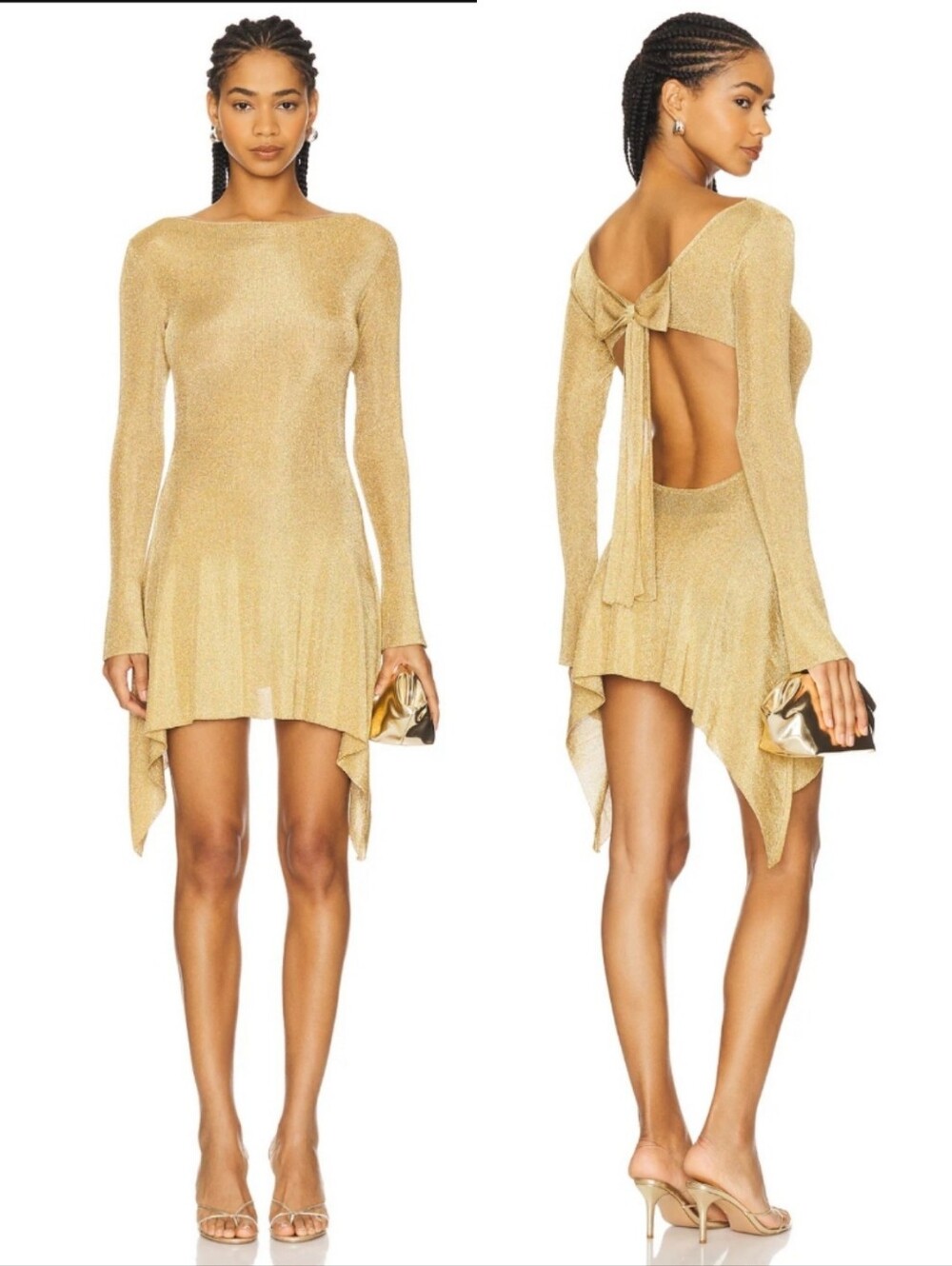 GUIZIO Rose Knit Dress in Gold M NWT